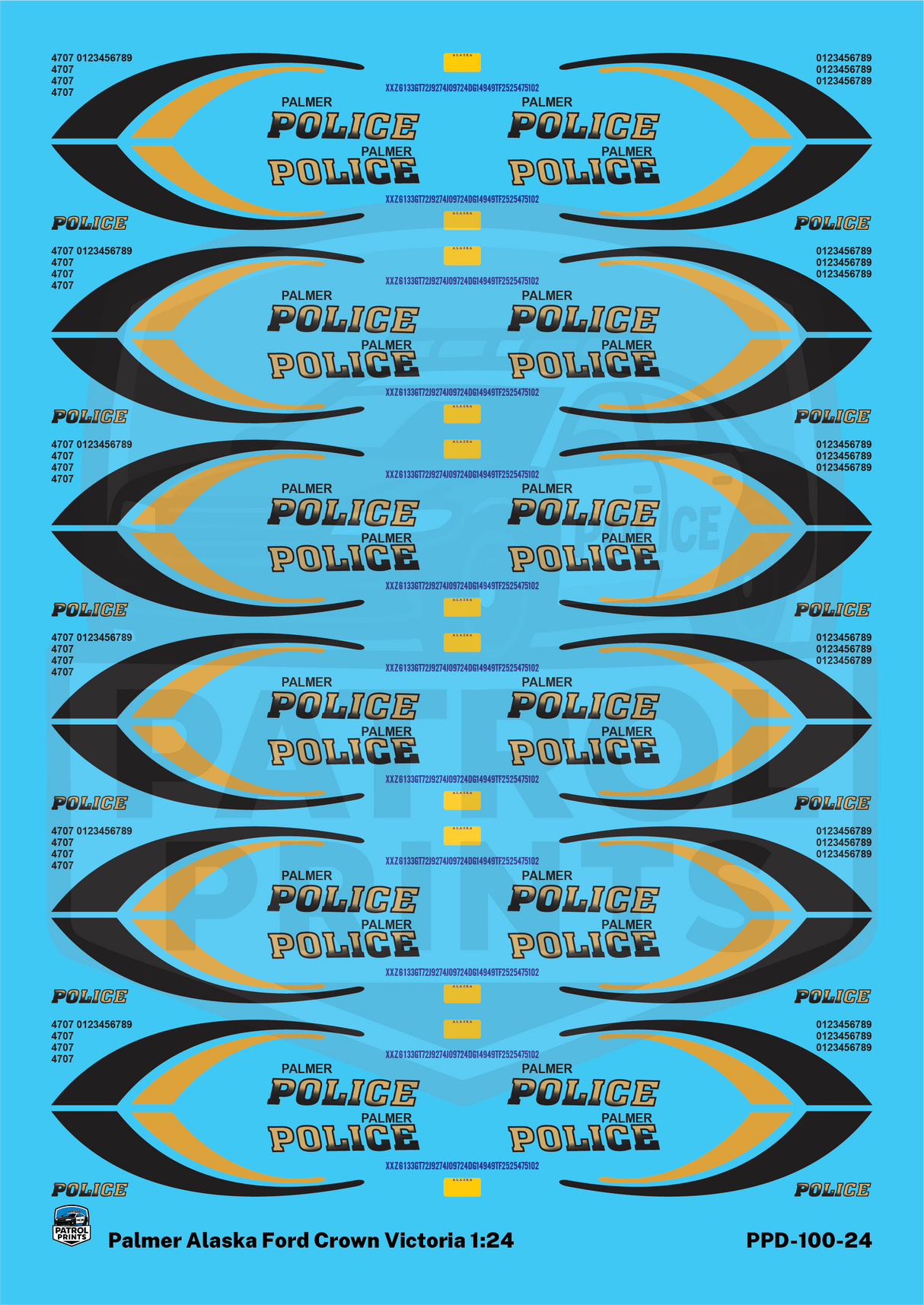 Patrol Print Decals Palmer Alaska Ford Crown Victoria 1:24 Decal Set