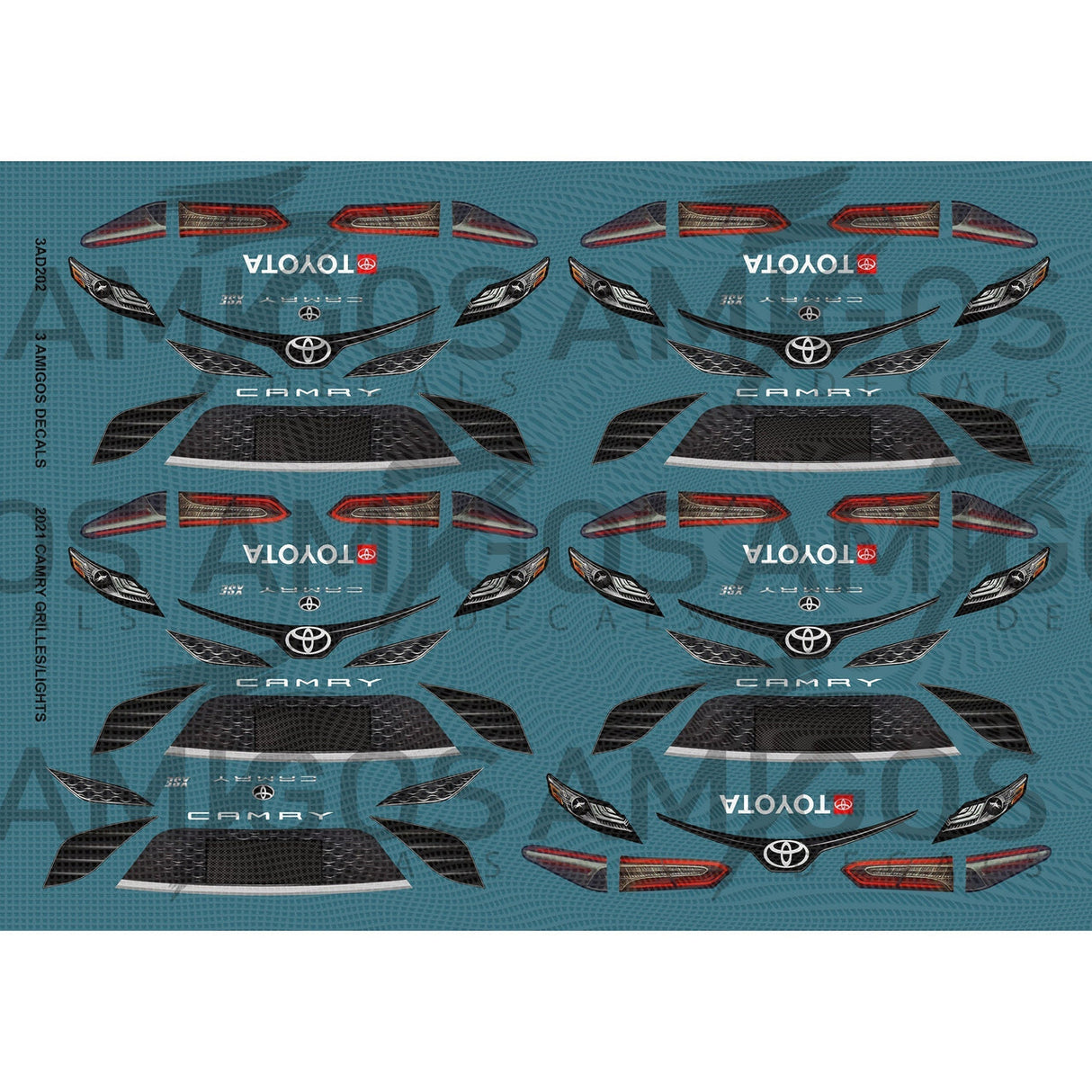 3 Amigos Decals 2021 Camry Grilles and lights Decal Set 1:24