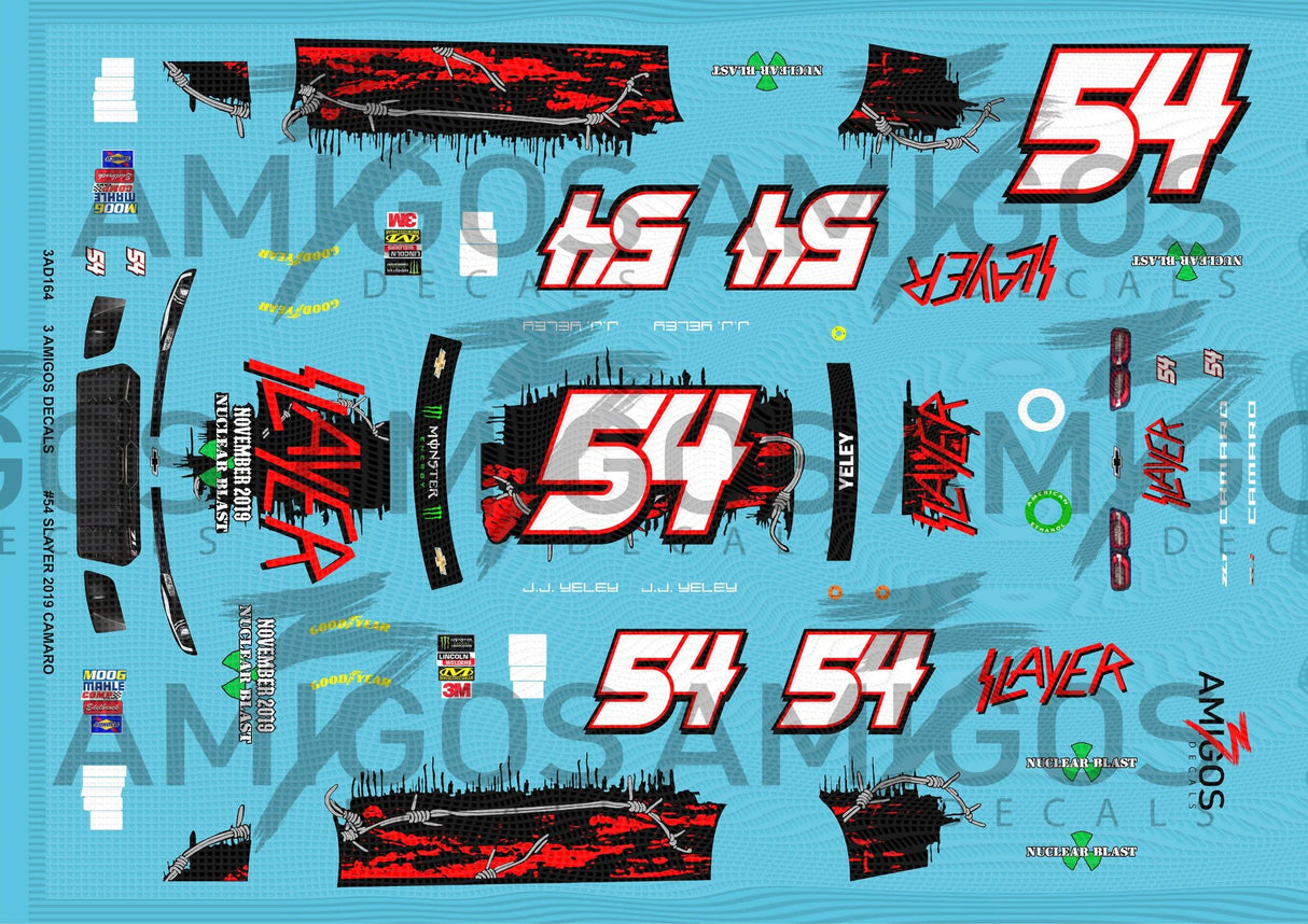 3 Amigos Decals 1:24 #54 SLAYER 2019 Camaro - 1