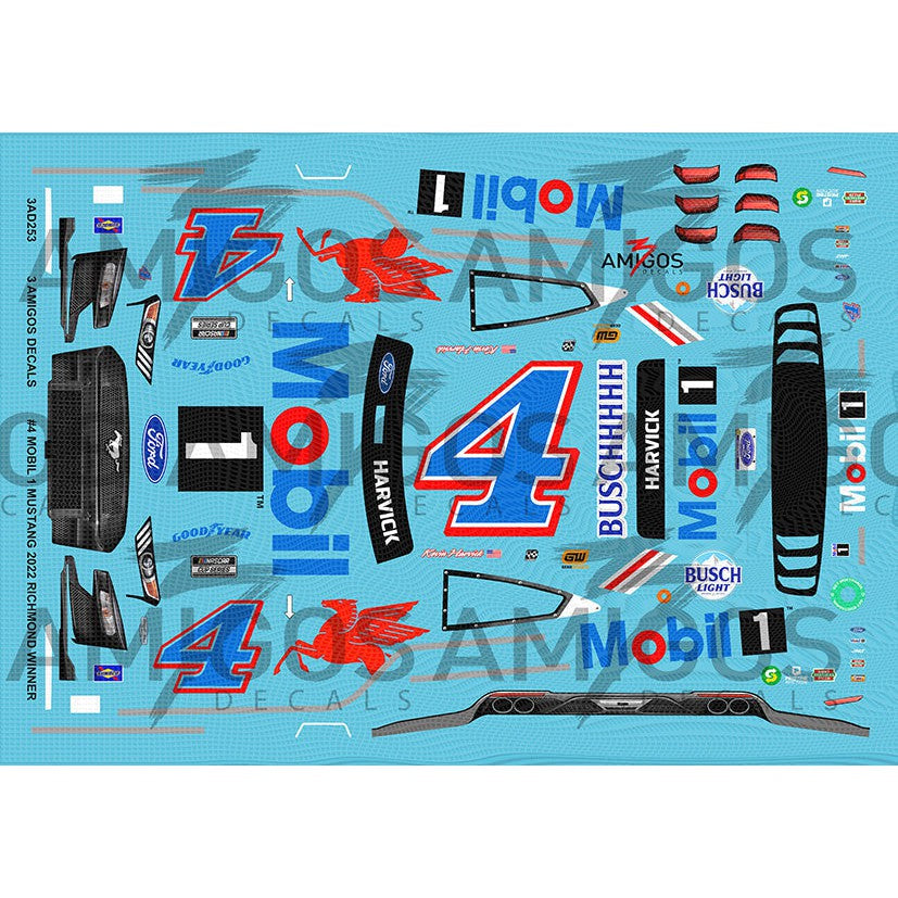 3 Amigos Decals #4 MOBIL 1 2022 RICHMOND WINNER MUSTANG Decal Set 1:24