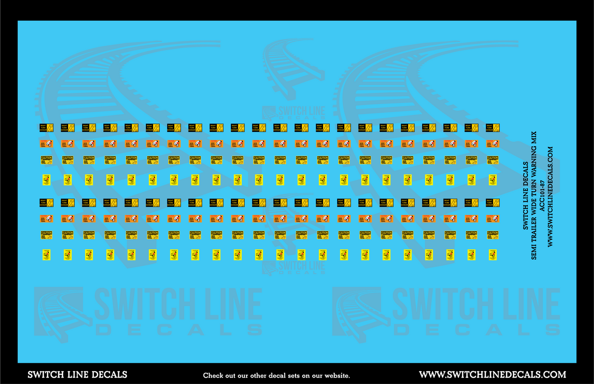 HO Scale Semi Truck Wide Turn Logos Decal Set Multi Pack