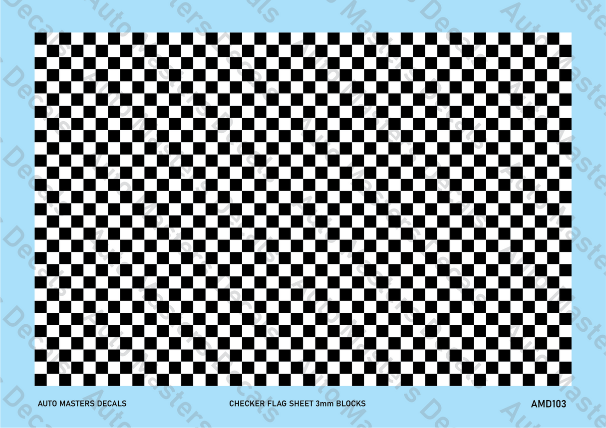 Auto Masters Decals Checkered Flag Sheet Decal Set 3mm Blocks