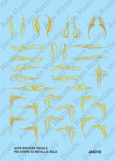 Auto Masters Decals Metallic Gold Pine Stripes V2