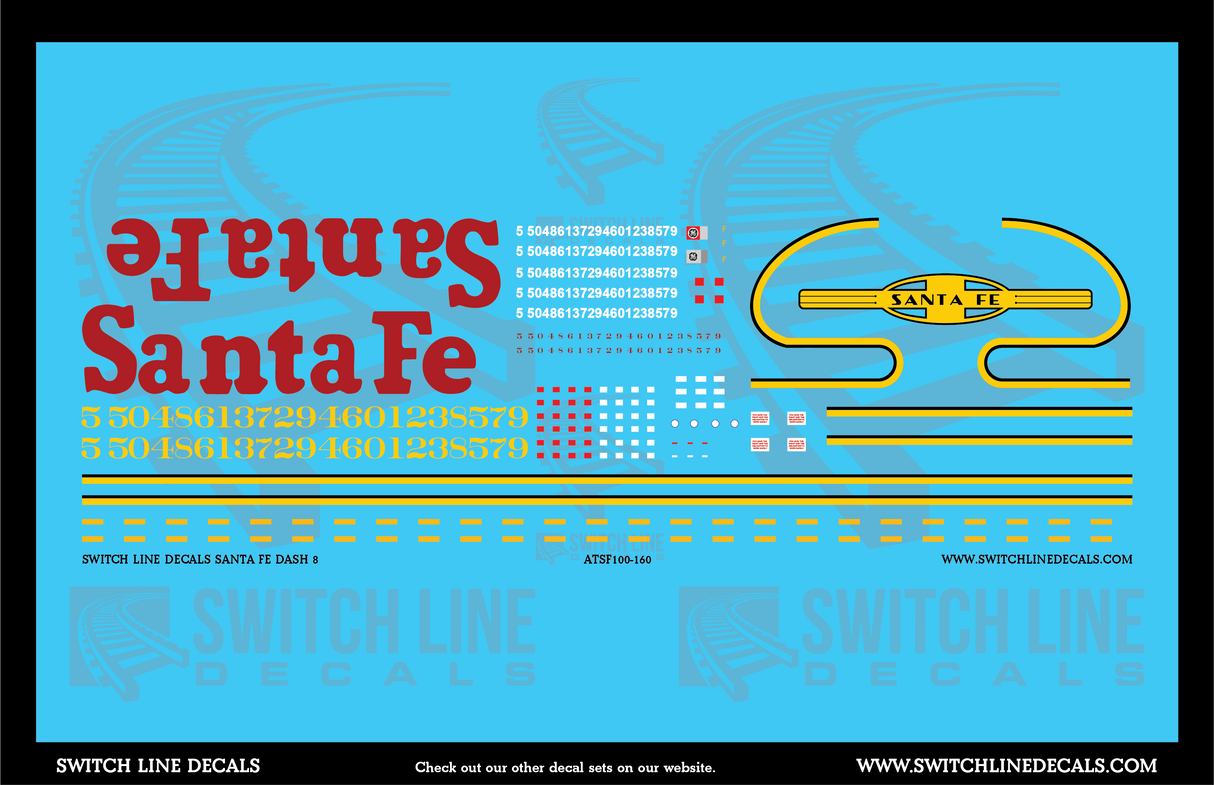 N Scale Santa Fe Dash 8 Locomotive Decal Set