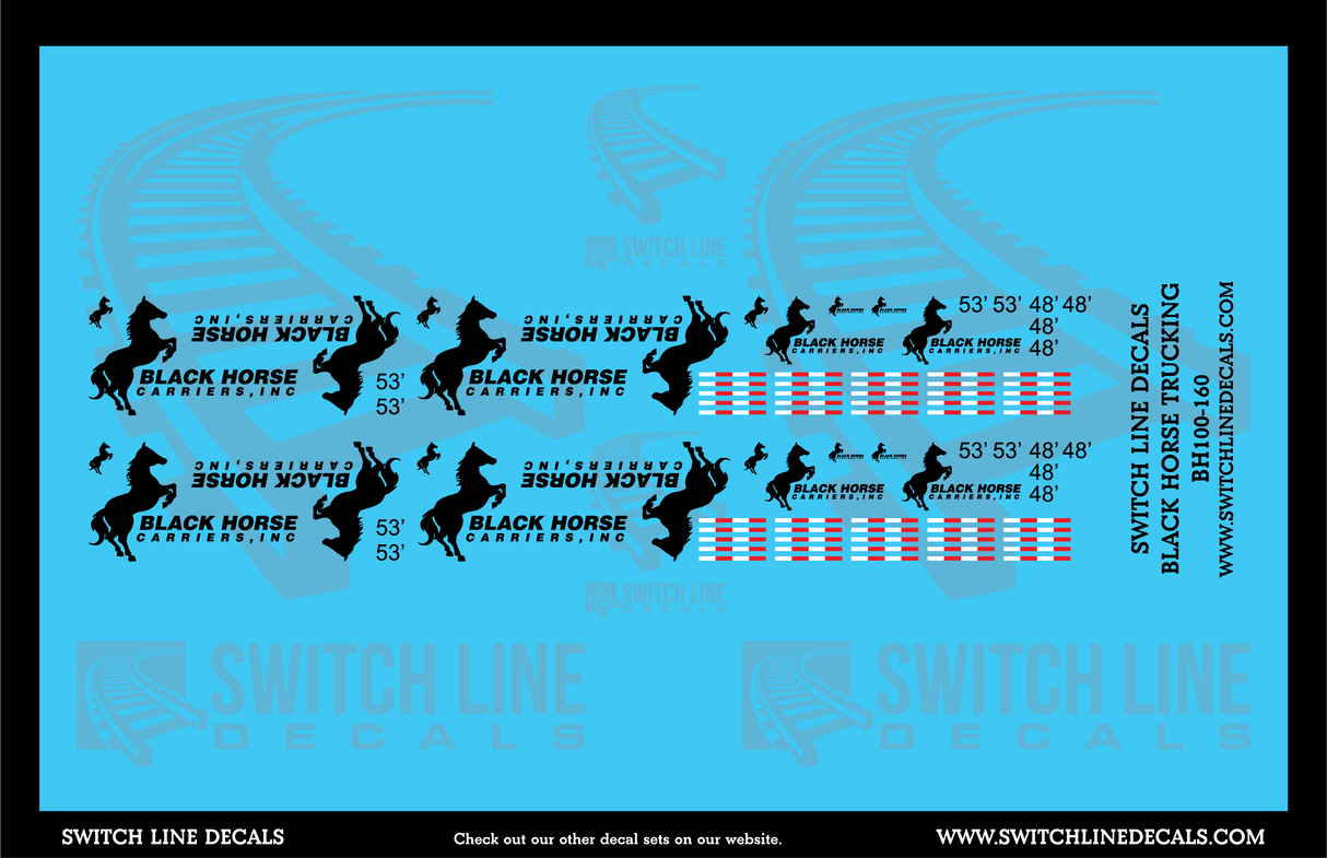 N Scale Black Horse Trucking Decal Set