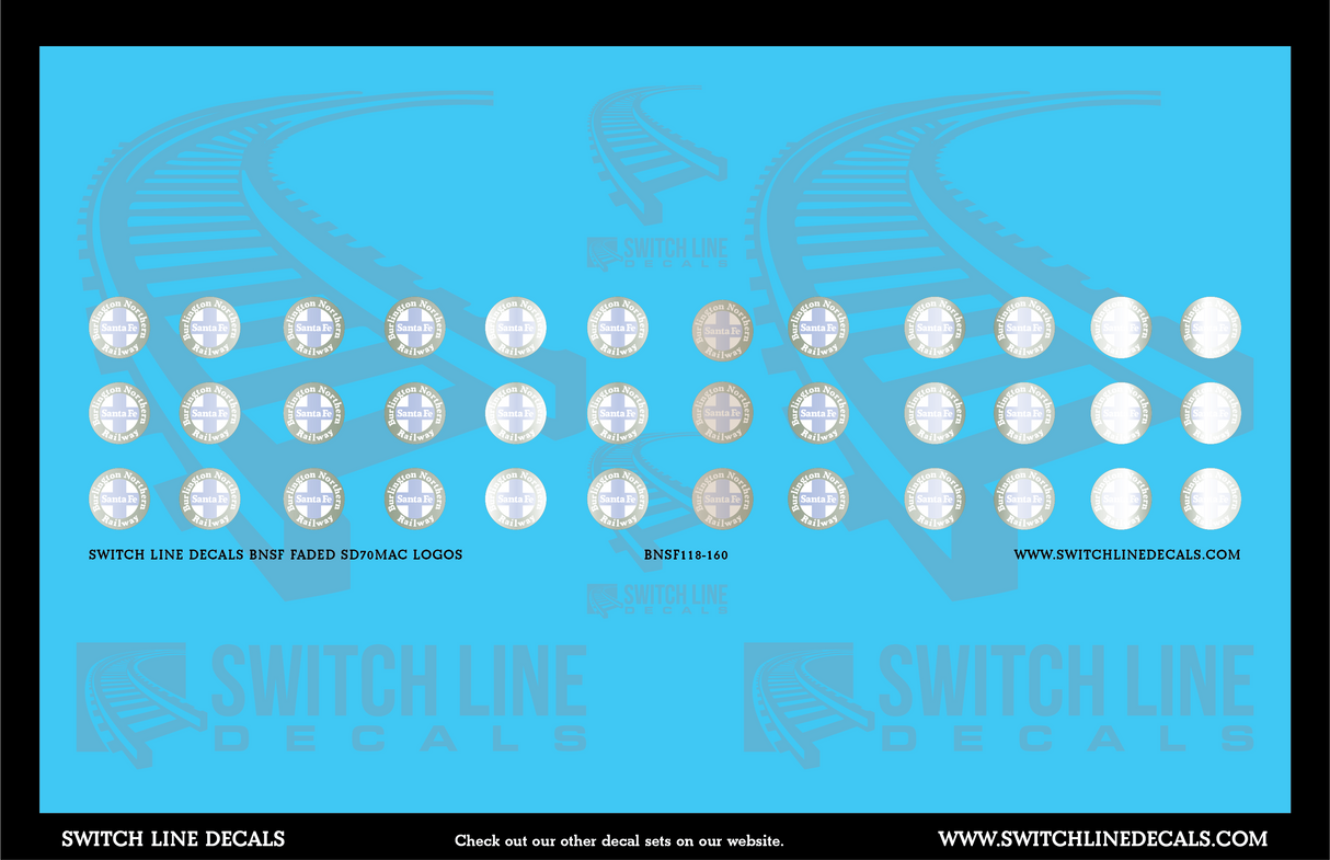 N Scale BNSF Faded SD70MAC Logos Decal Set