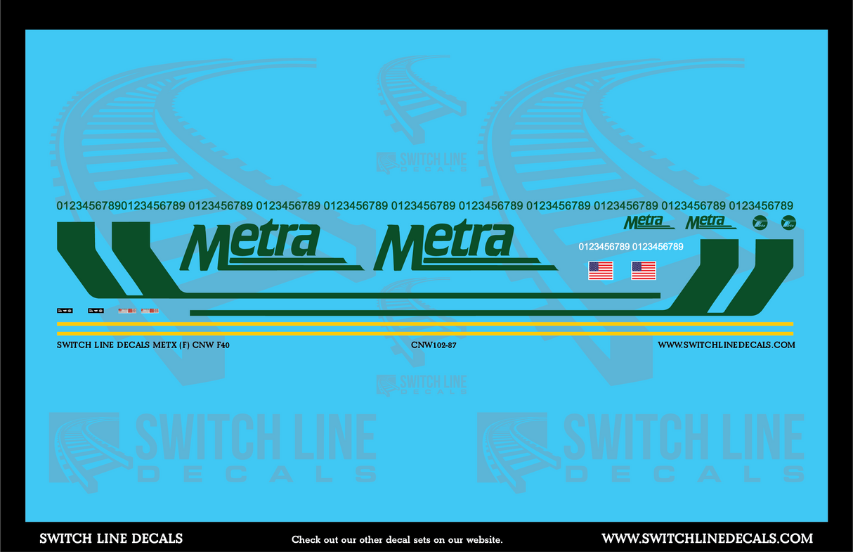 HO Scale METX (F) CNW F40 Locomotive Decal Set