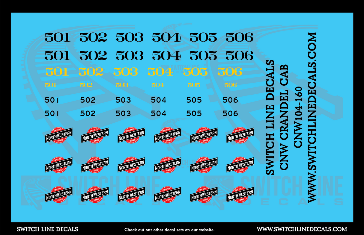 N Scale CNW Crandel Cab Locomotive Decal Set