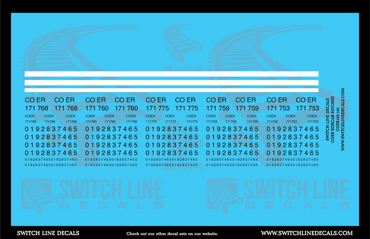 N Scale COER Boxcar Patches Decal Set