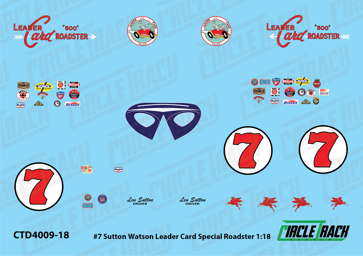 Circle Track Decals #7 Sutton Watson Leader Card Special Roadster 1:18