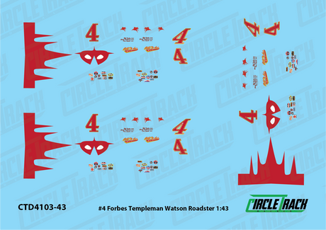 Circle Track Decals #4 Forbes Templeman Watson Roadster 1:43