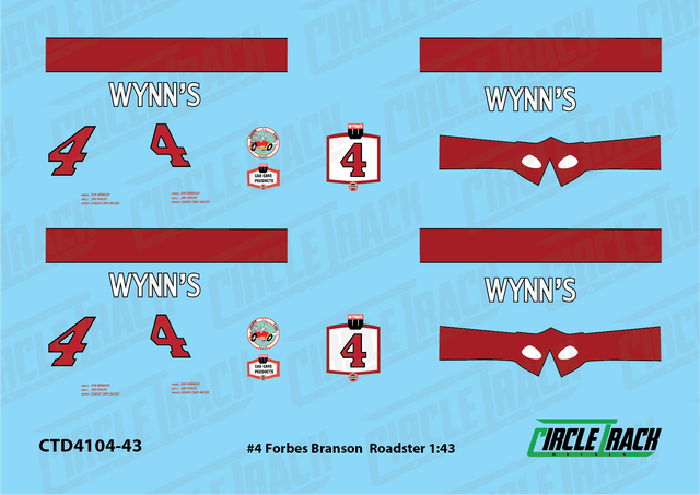 Circle Track Decals #4 Forbes Branson Roadster 1:43