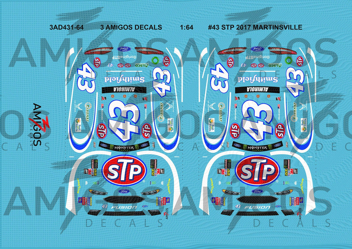 1:64 3 Amigos Decals #43 STP 2017 MARTINSVILLE Decal Set