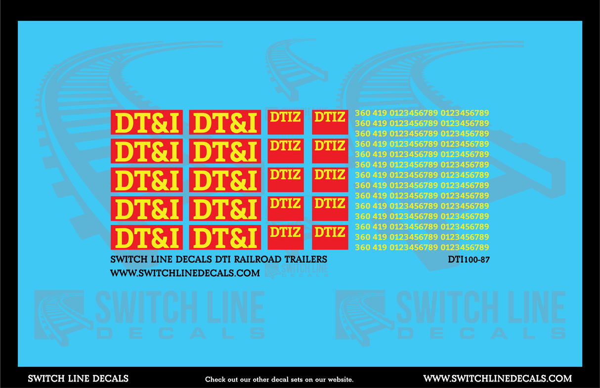 HO Scale DTI Railroad Trailers Decal Set