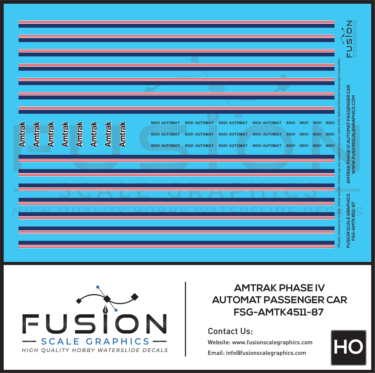 HO Scale Amtrak Phase IV AutoMat Car Decal Set