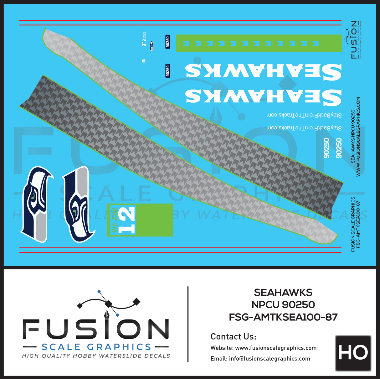 HO Scale Seahawks 90250 NPCU Cabbage Car Wrap Decal Set