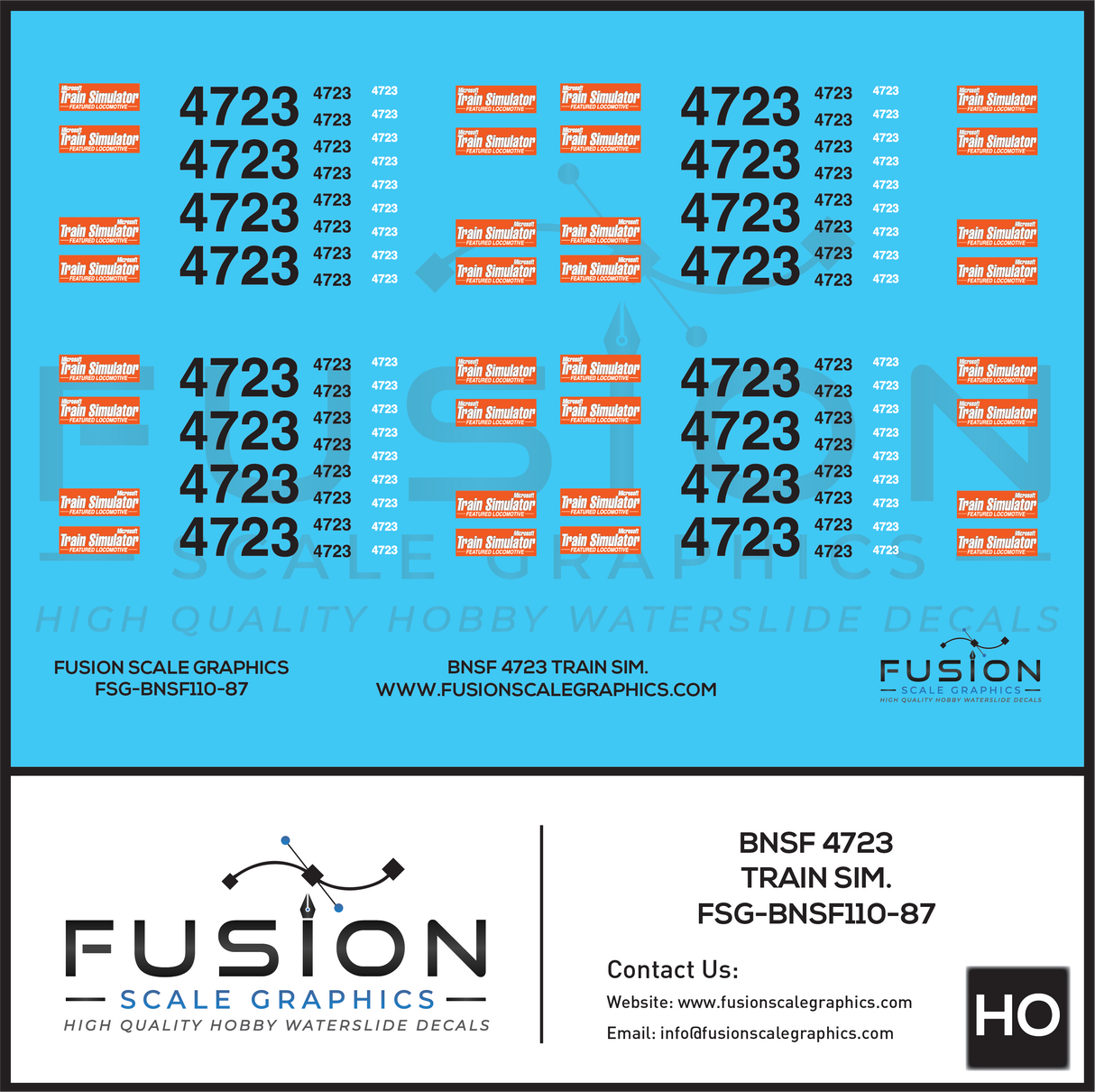 HO Scale BNSF 4723 GE Dash 9 Train Sim Decal Set