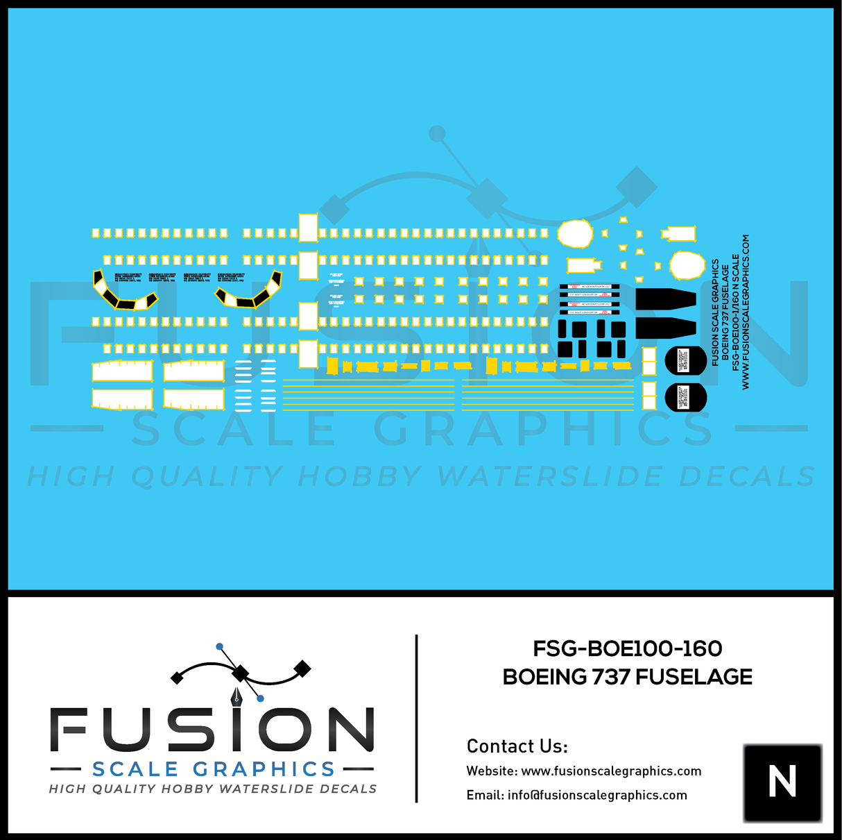 N Scale Boeing 737 Fuselage Decal Set