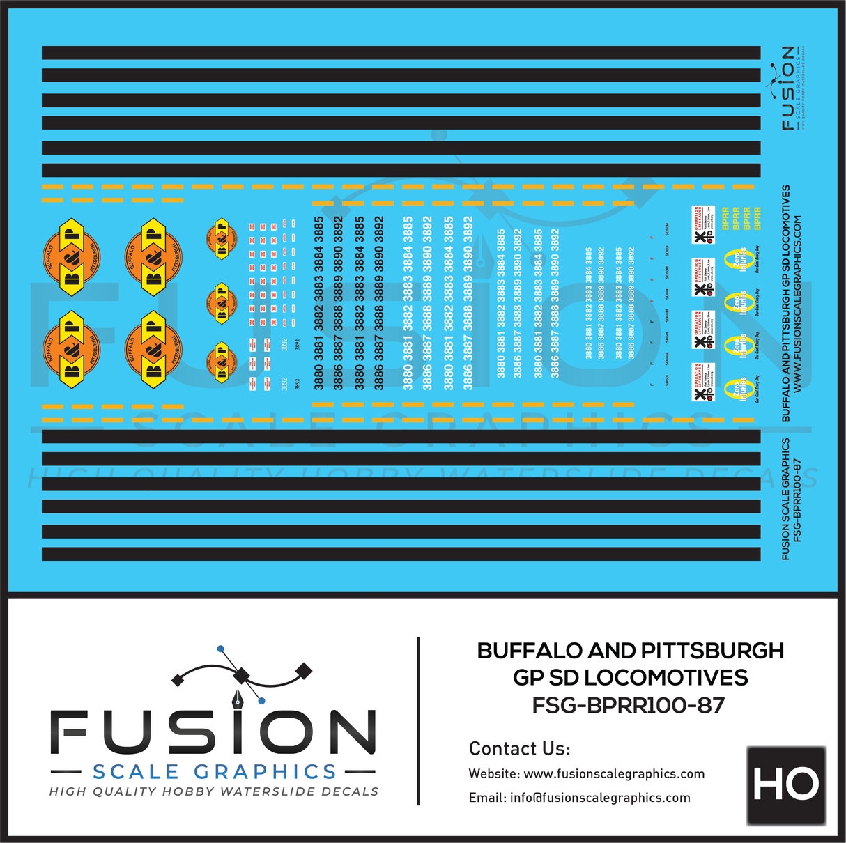 HO Scale Buffalo and Pittsburgh EMD SD60I SD60M Locomotives Decal Set