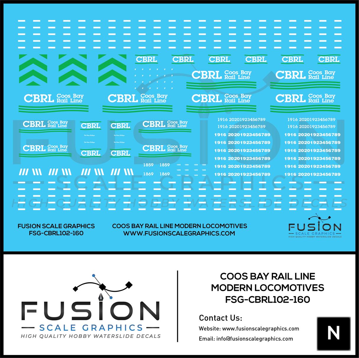 N Scale Coos Bay Rail Line Modern Locomotives Decal Set