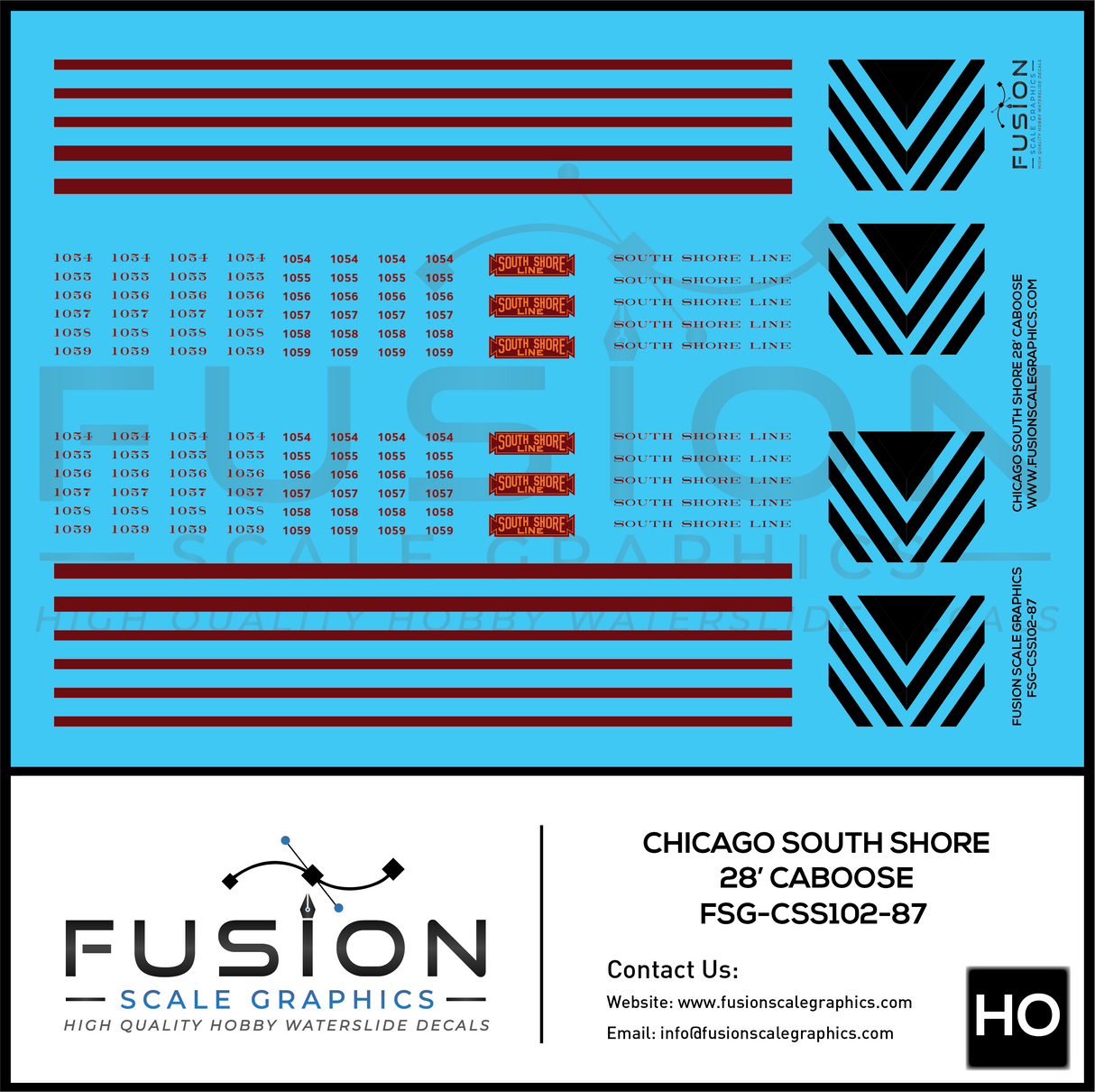 HO Scale South Shore Line Caboose Decal Set