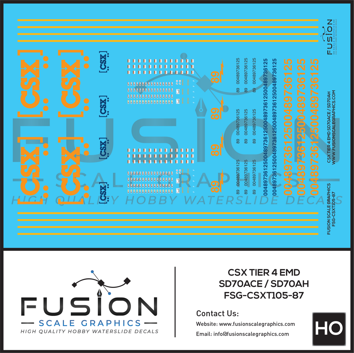 HO Scale CSX EMD T4 SD70ACE SD70AH Locomotive Decal Set