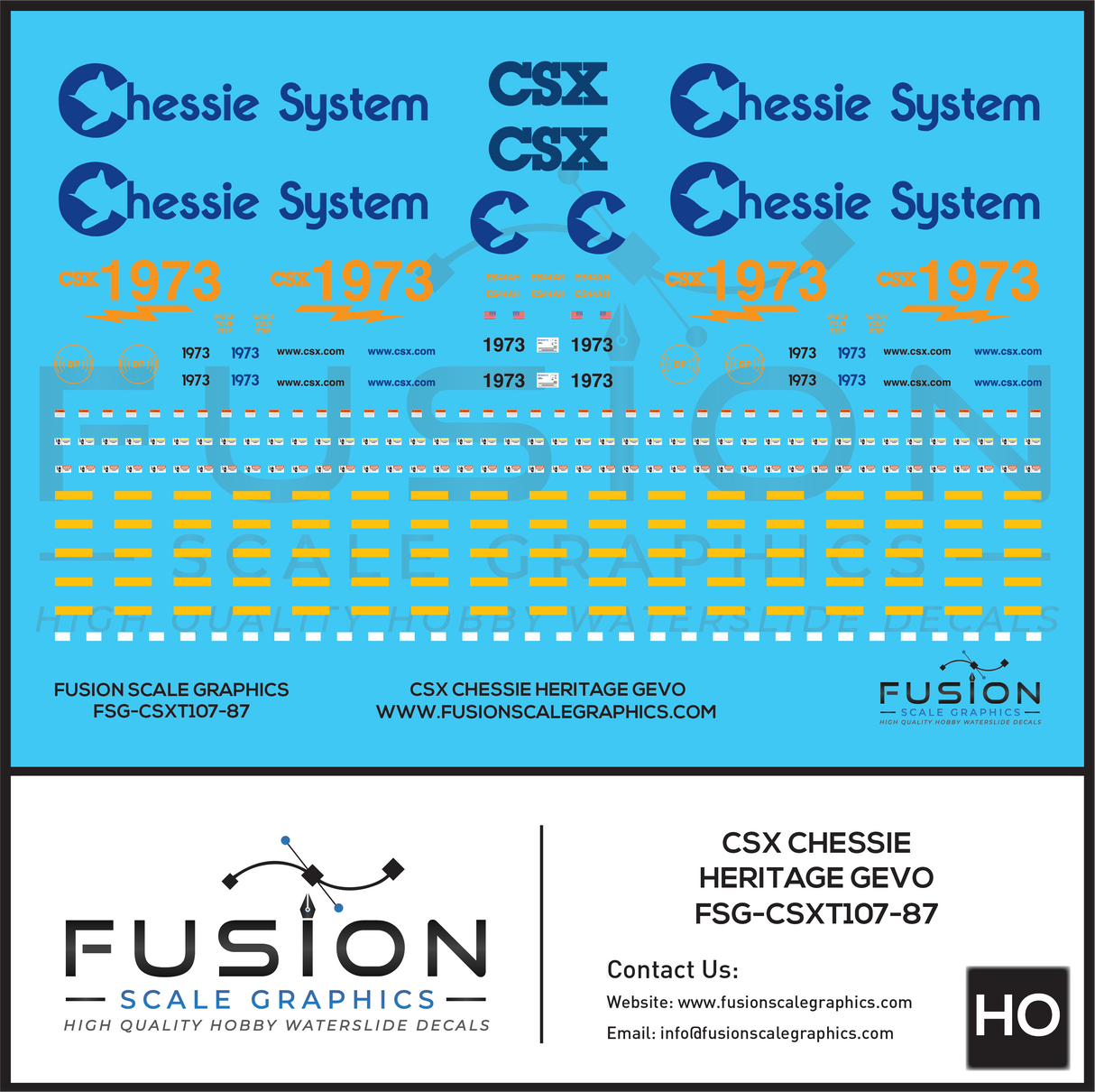 HO Scale CSX 1973 Chessie System Heritage ES44AH Locomotive Decal Set