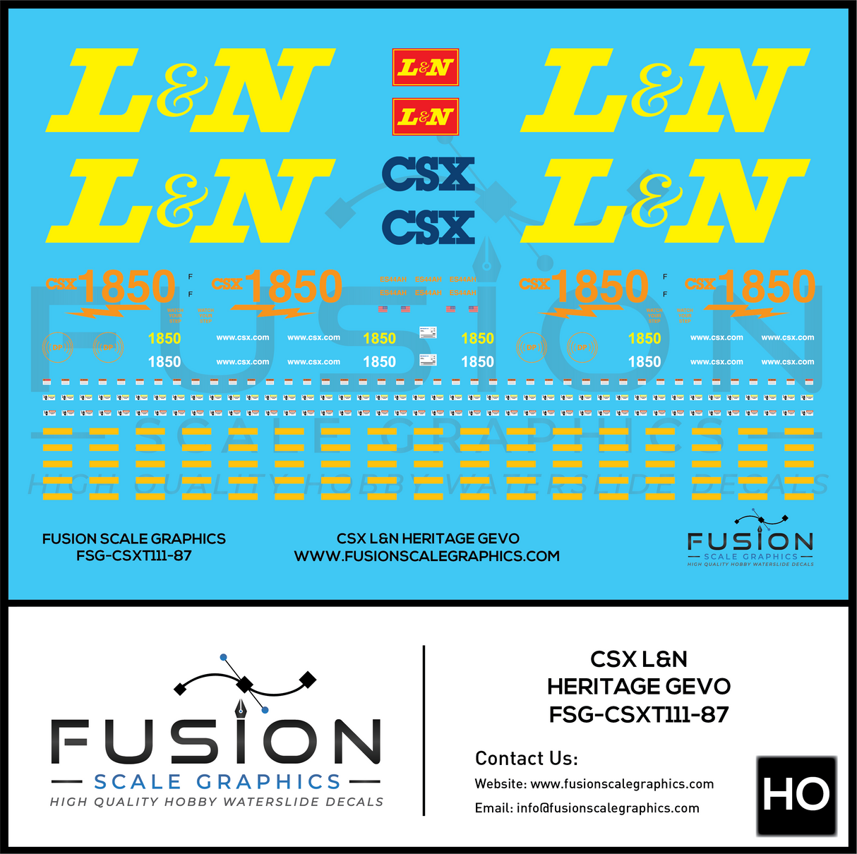 HO Scale CSX 1850 L&N Heritage ES44AH Locomotive Decal Set