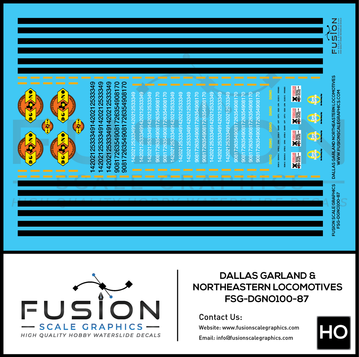 HO Scale Dallas Garland & Northeastern Locomotive Decal Set