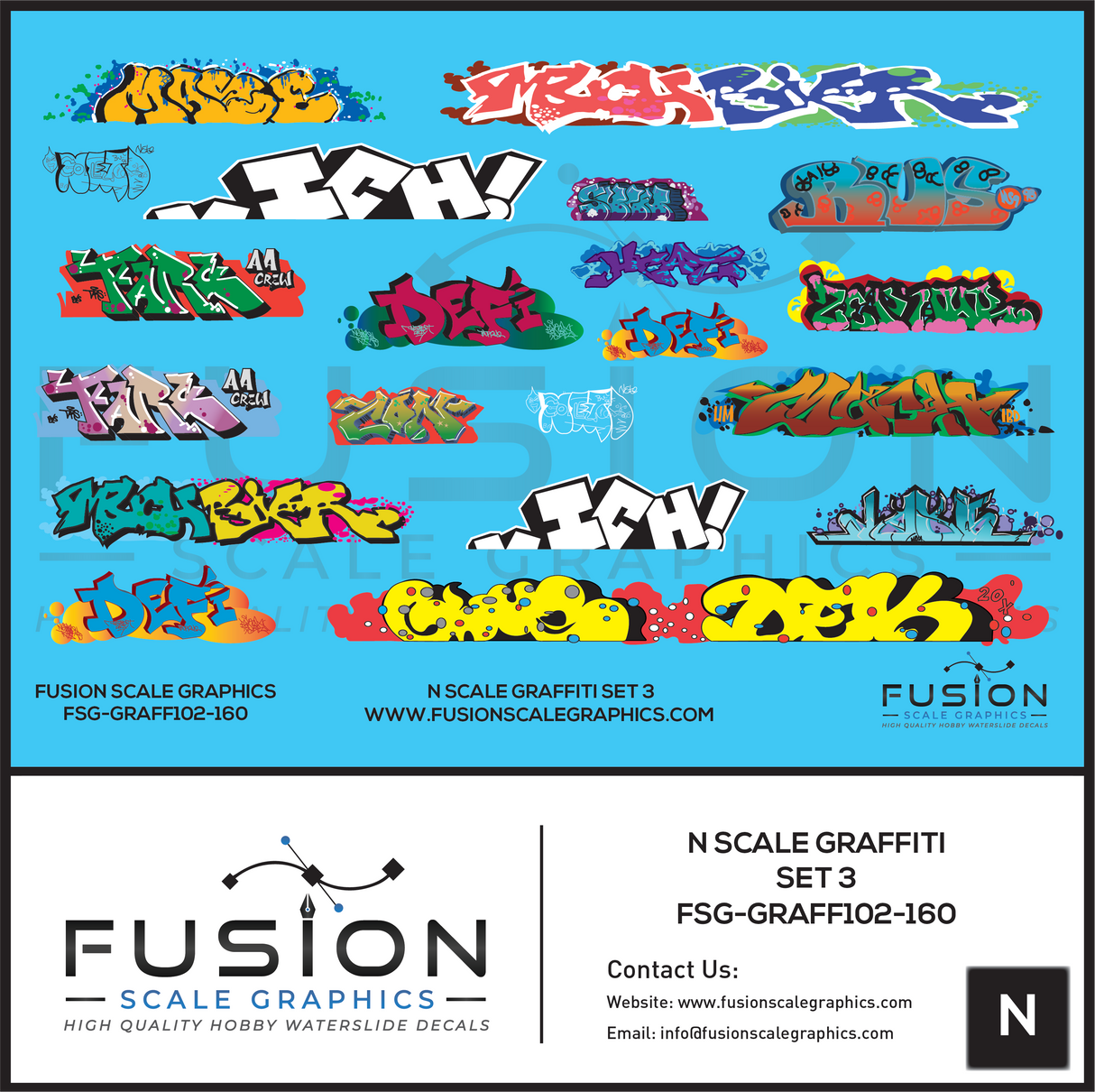 N Scale Graffiti Decal Set 3 Decal Set