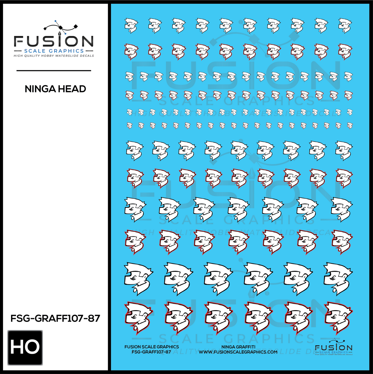 HO Scale Ninga Head Graffiti Decal Set