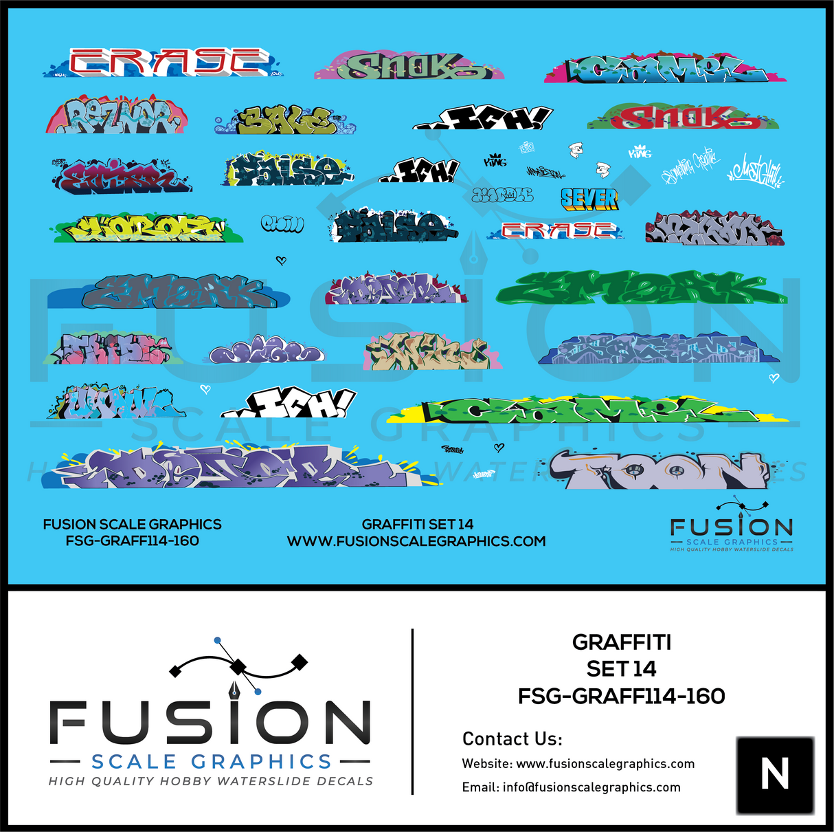 N Scale Graffiti Decal Set 14