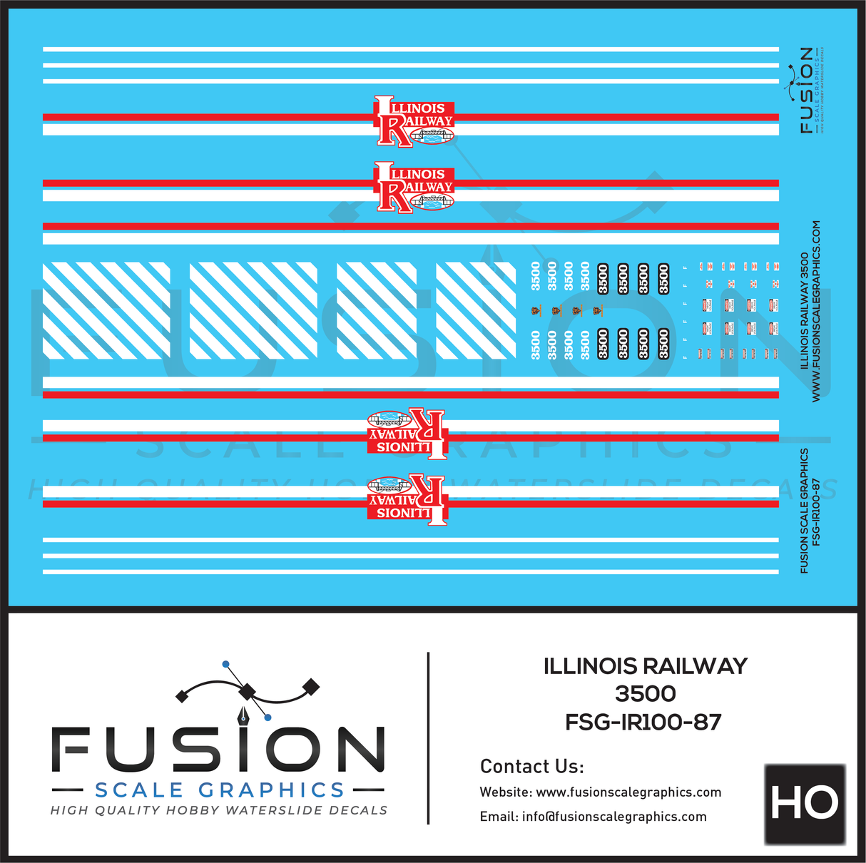 HO Scale Illinois Railway EMD GP35 Locomotive Decal Set