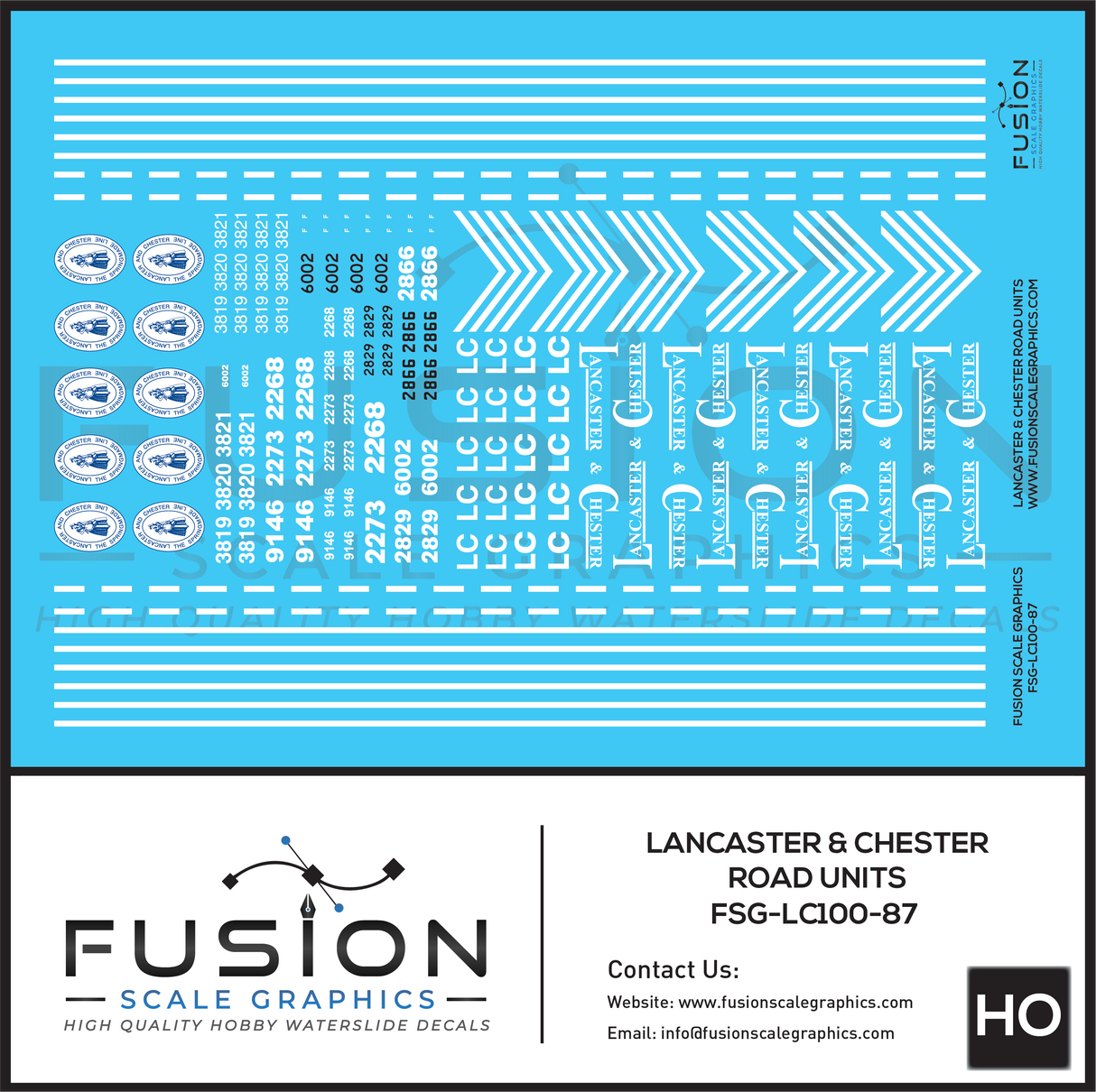 HO Scale Lancaster & Chester Railroad Road Locomotives Decal Set