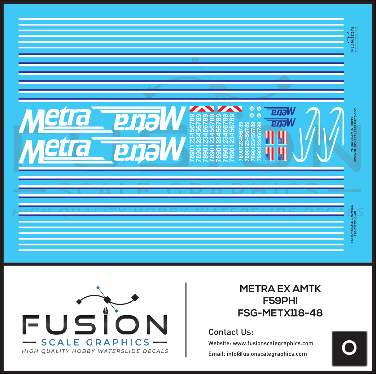 O Scale Metra EX Amtk EMD F59PHI Decal Set