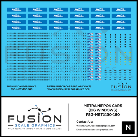 N Scale Metra Nippon Sharyo Bilevel Passenger Car Decal Set