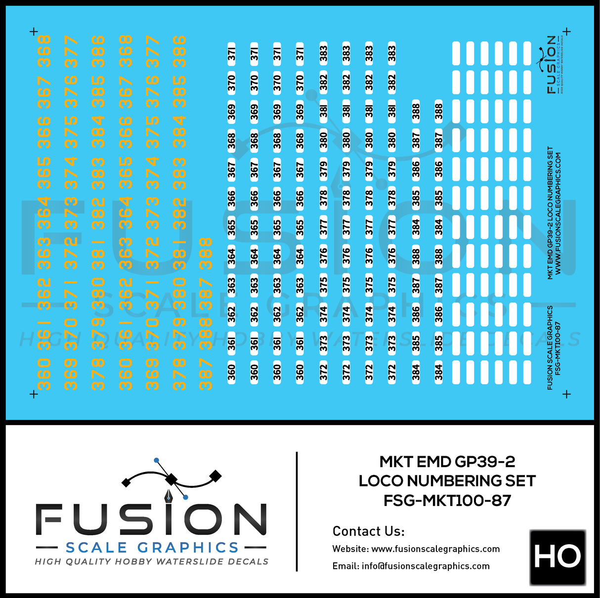 HO Scale MKT EMD GP39-2 Locomotive Numbering Decal Set