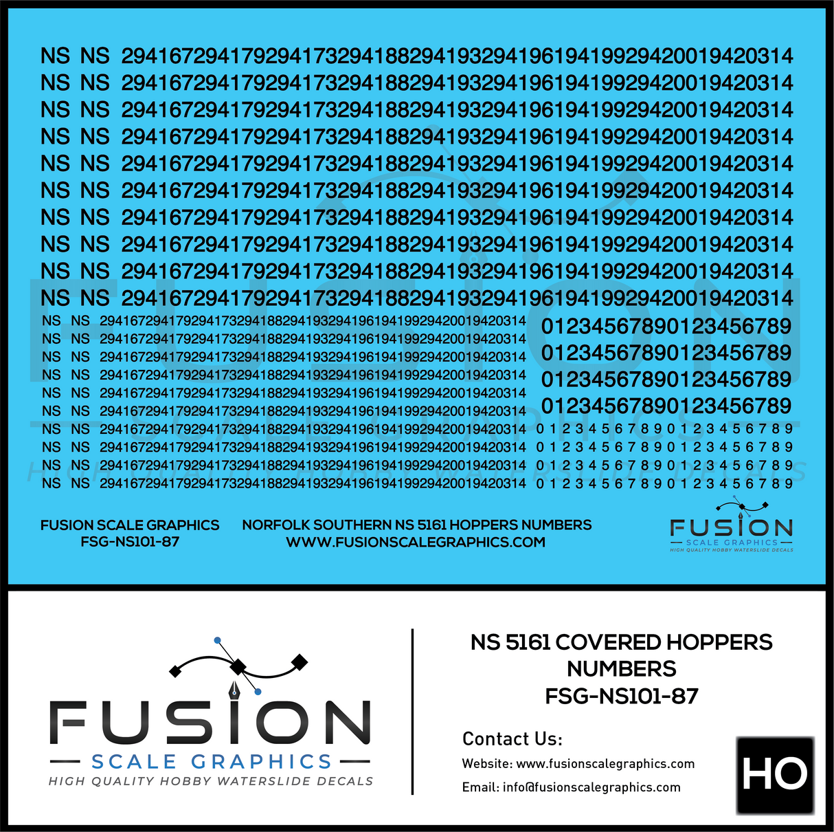 HO Scale Norfolk Southern 5161 NS Covered Hoppers Numbering Decal Set For Intermountain HO Scale Freight Cars