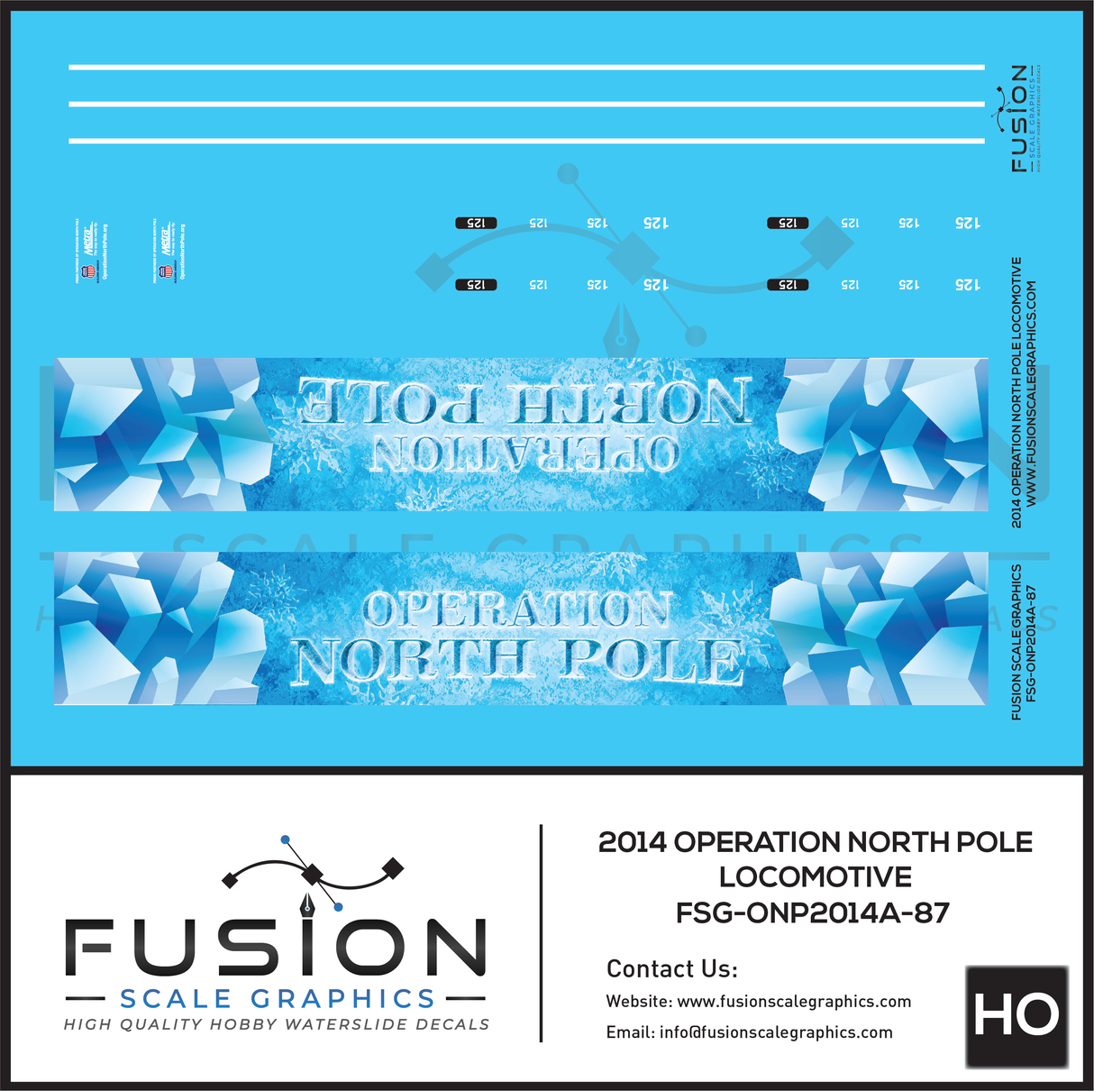 HO Scale Metra Operation North Pole 2014 F40PH Locomotive Wrap Decal Set