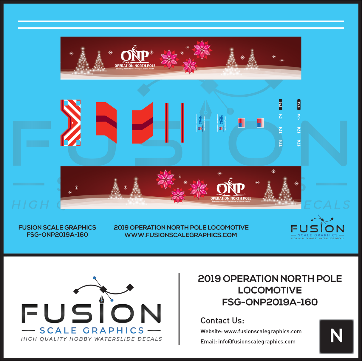 N Scale Metra Operation North Pole 2019 F40PH Locomotive Wrap Decal Set