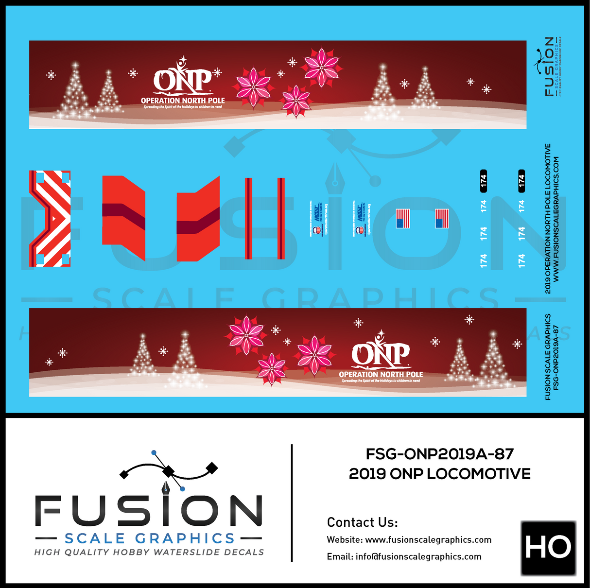 HO Scale Operation North Pole 2019 Locomotive Decal Set