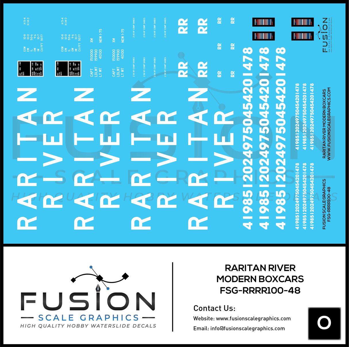 O Scale Raritan River Railroad Modern Boxcars Decal Set