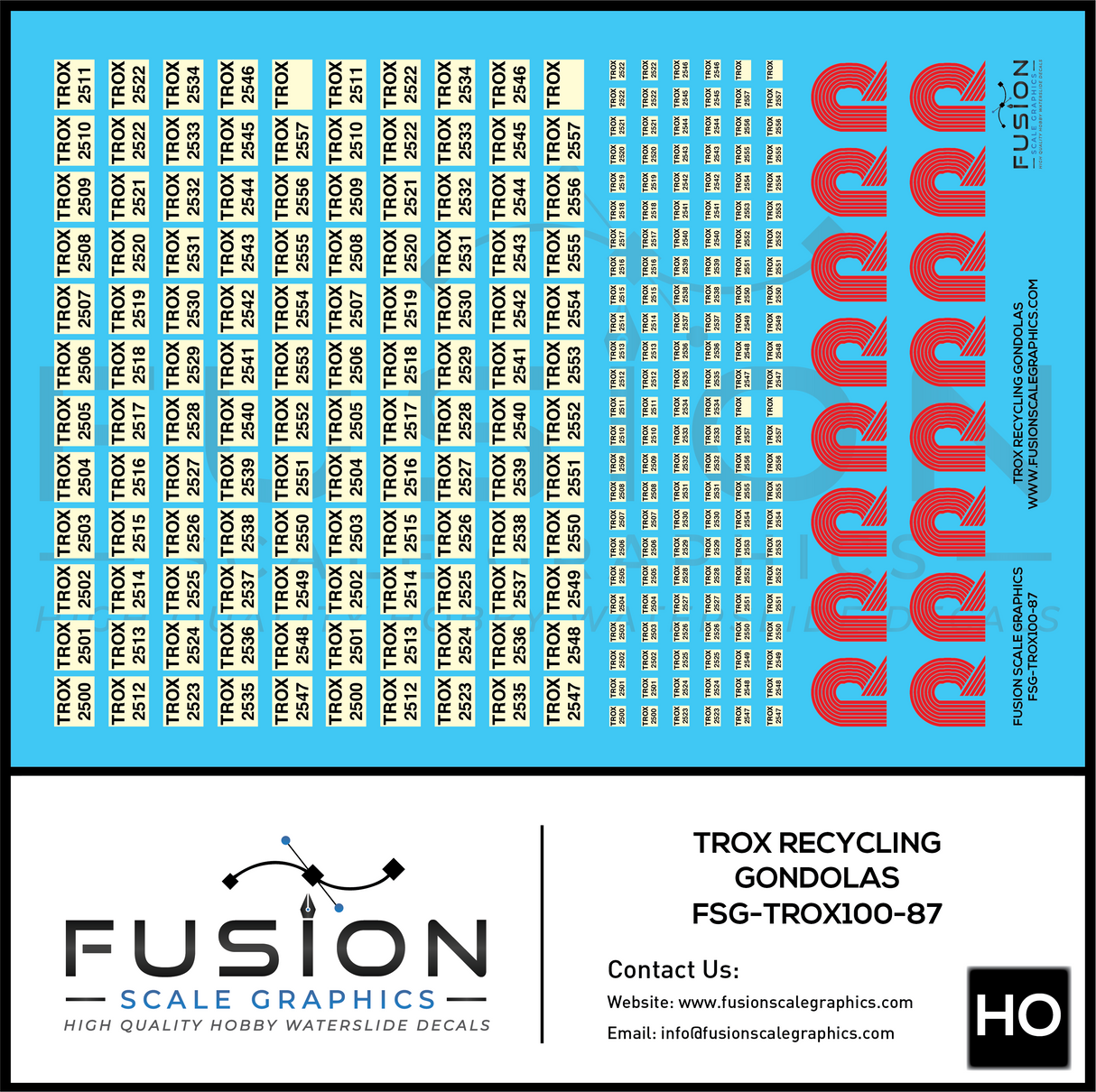 HO Scale TROX Recycling Gondolas Decal Set