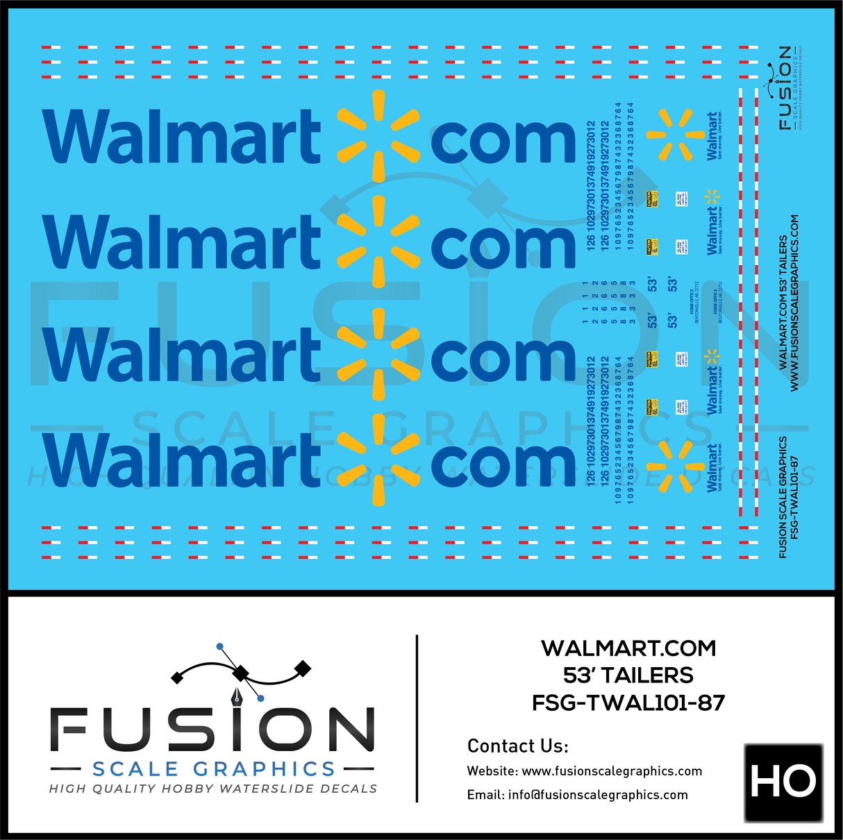 HO Scale Walmart .Com 53' Trailers Decal Set