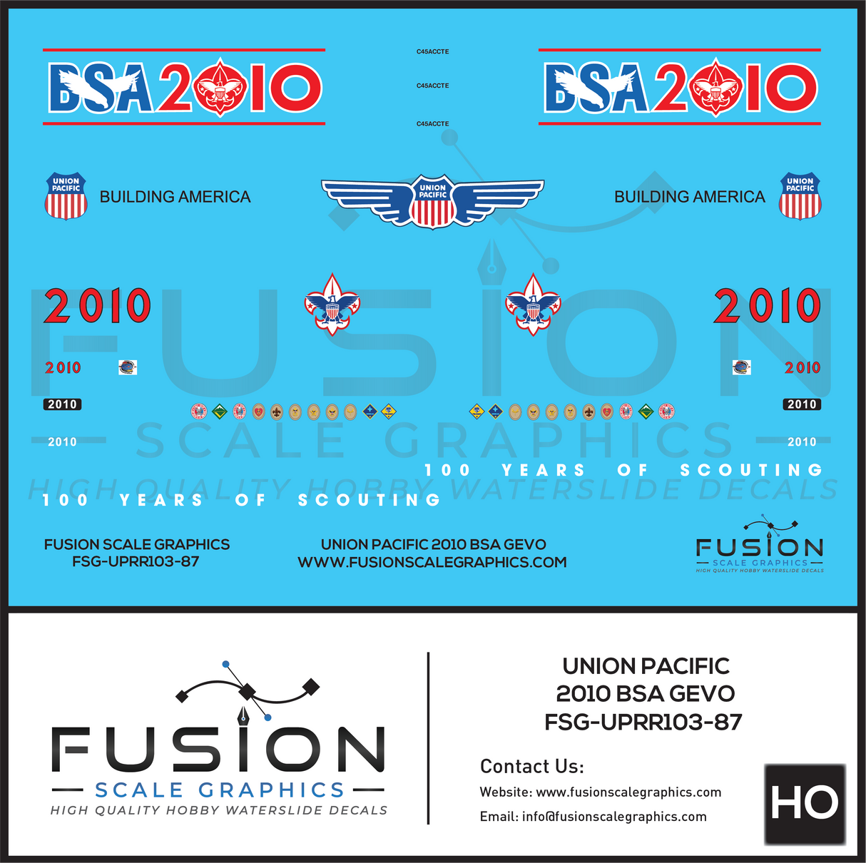 HO Scale UP Union Pacific 2010 BSA GEVO Locomotive Decal Set