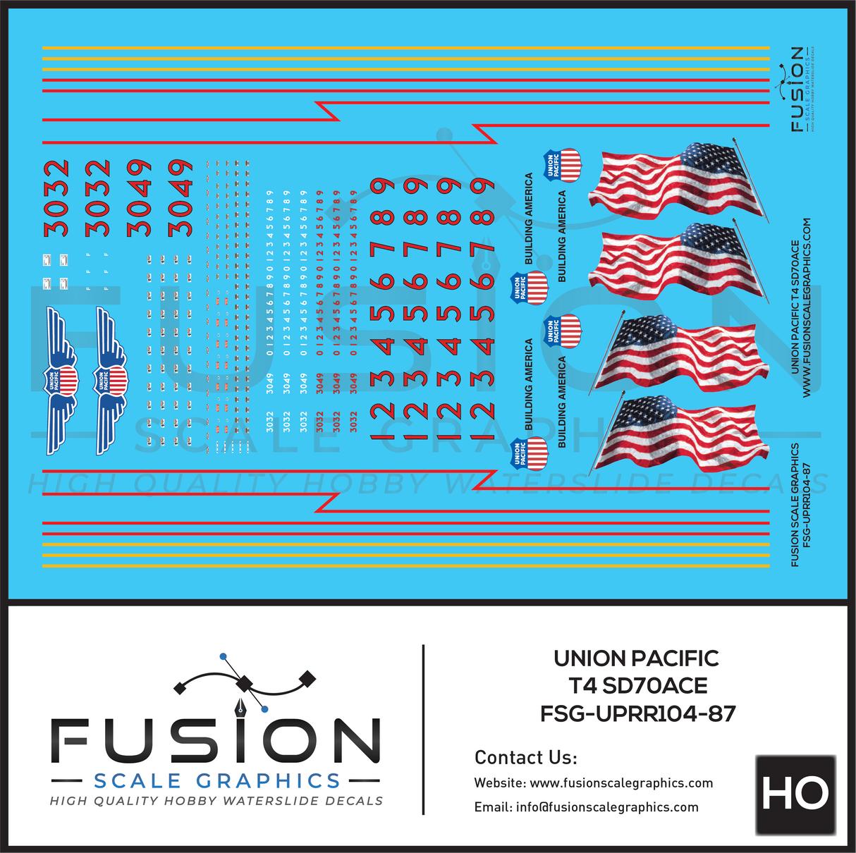 HO Scale Union Pacific EMD Tier 4 SD70ACE Locomotive Decal Set