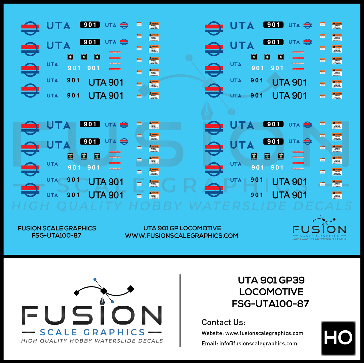 HO Scale Utah Transit Authority EMD GP39 Locomotive Decal Set