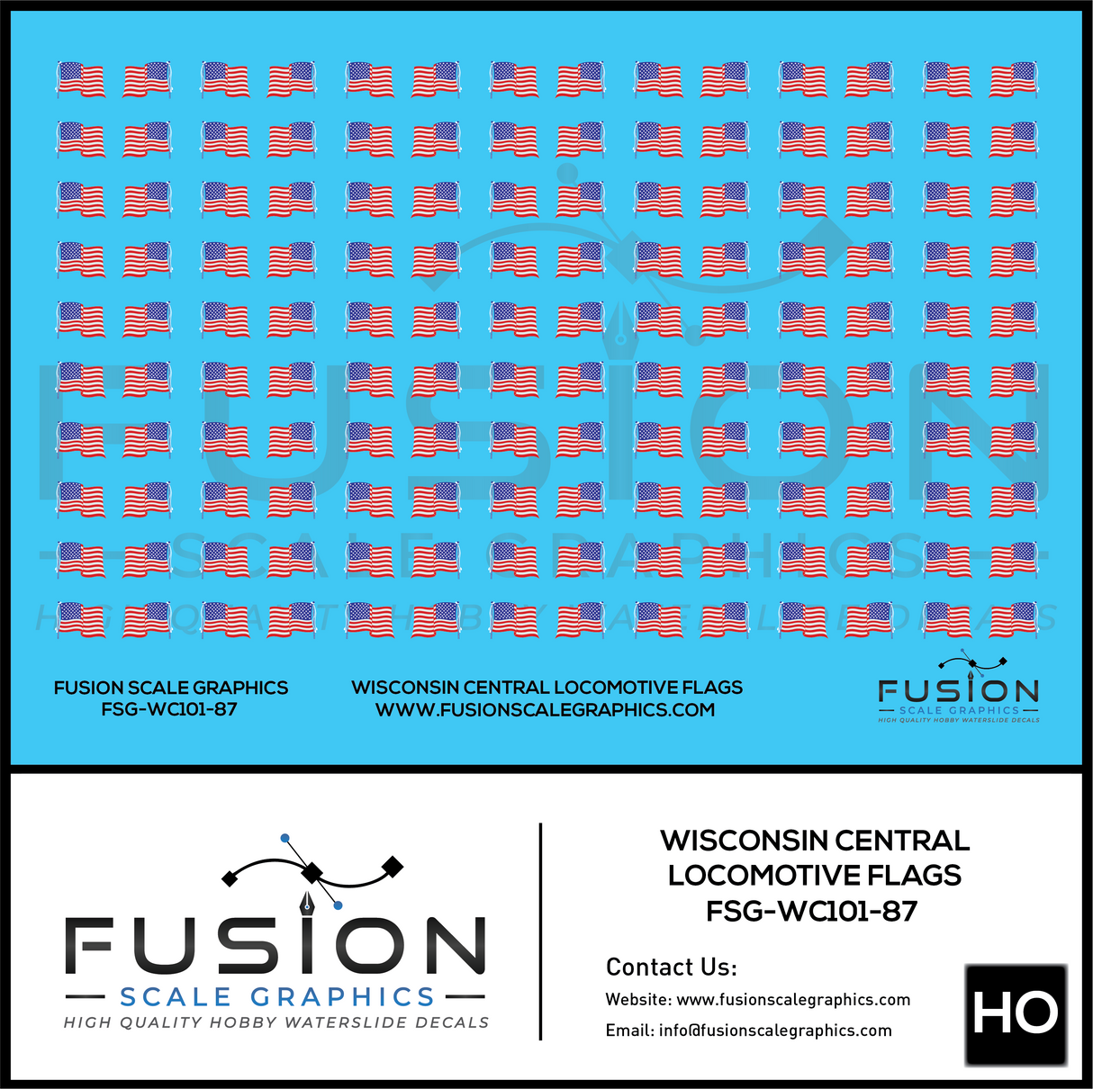 HO Scale Wisconsin Central Locomotive Flags Decal Set