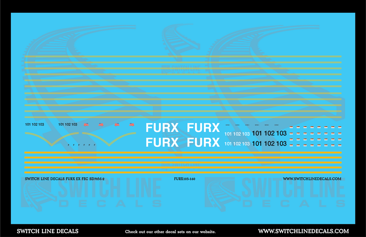 N Scale FURX Ex FEC SD70M-2 Locomotive Decal Set