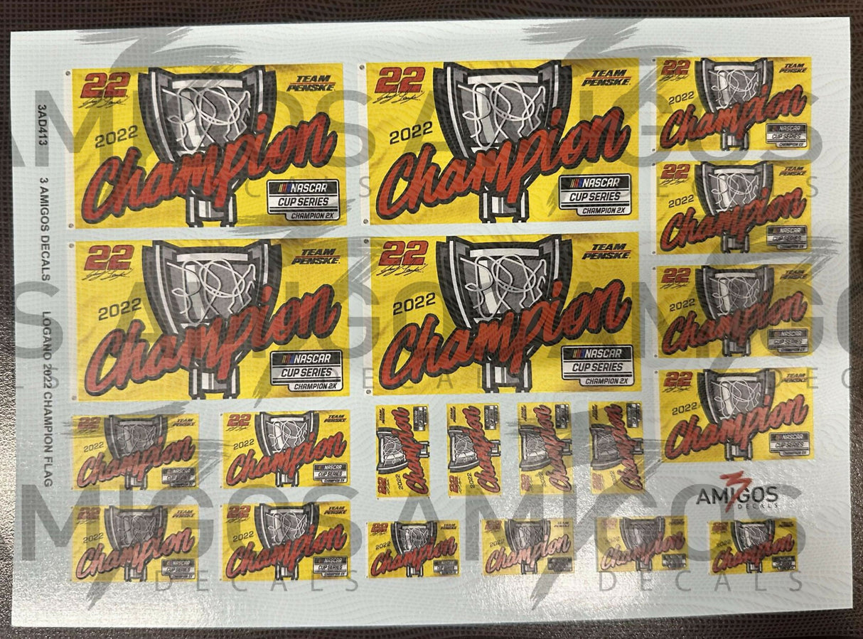 3 Amigos Decals 2022 LOGANO CHAMPIONSHIP FLAGS Decal Set